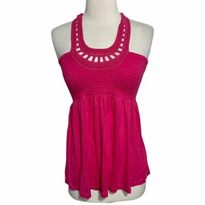 Juicy Couture M fuchsia crochet halter top Y2K Retro Empire‎ Waist Hippie